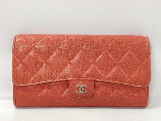 CHANEL Caviar Leather Matelasse Long Wallet, 22 Series