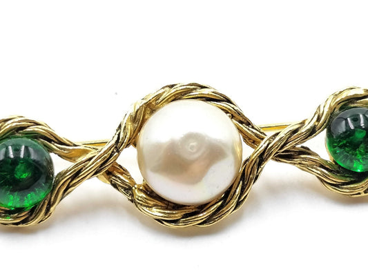 CHANEL No Comment Pearl Color Stone Brooch Brooch