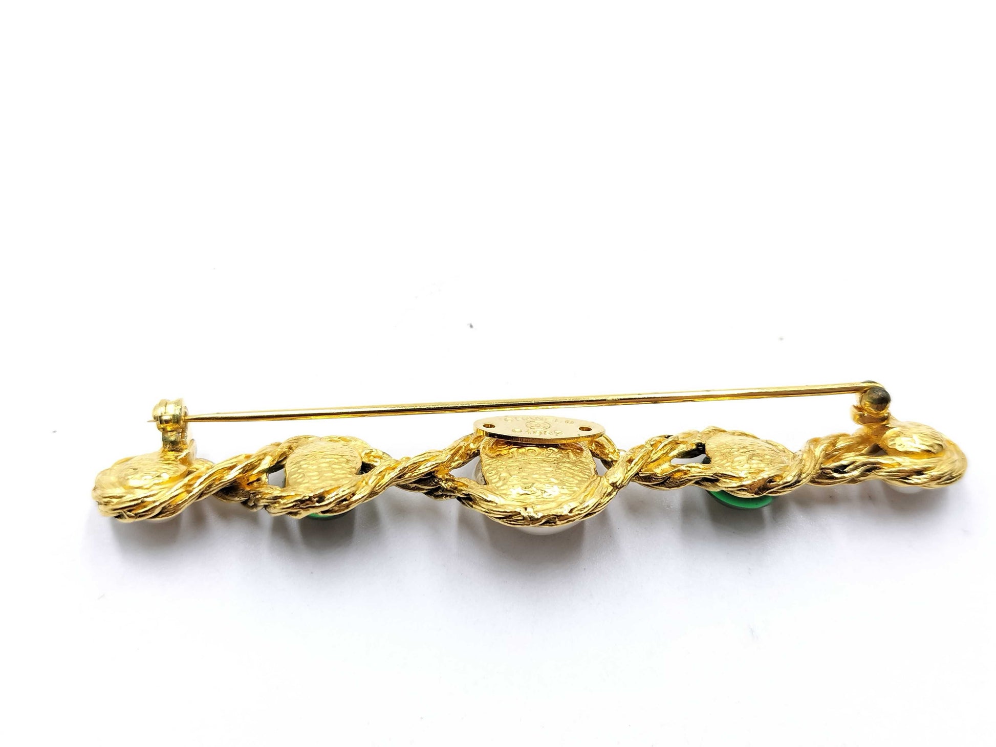 CHANEL No Comment Pearl Color Stone Brooch Brooch