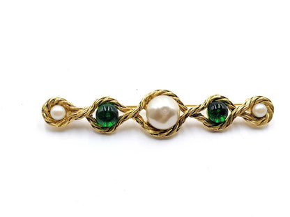 CHANEL No Comment Pearl Color Stone Brooch Brooch