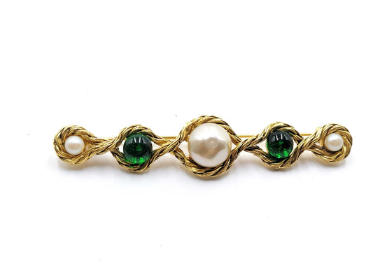 CHANEL No Comment Pearl Color Stone Brooch Brooch