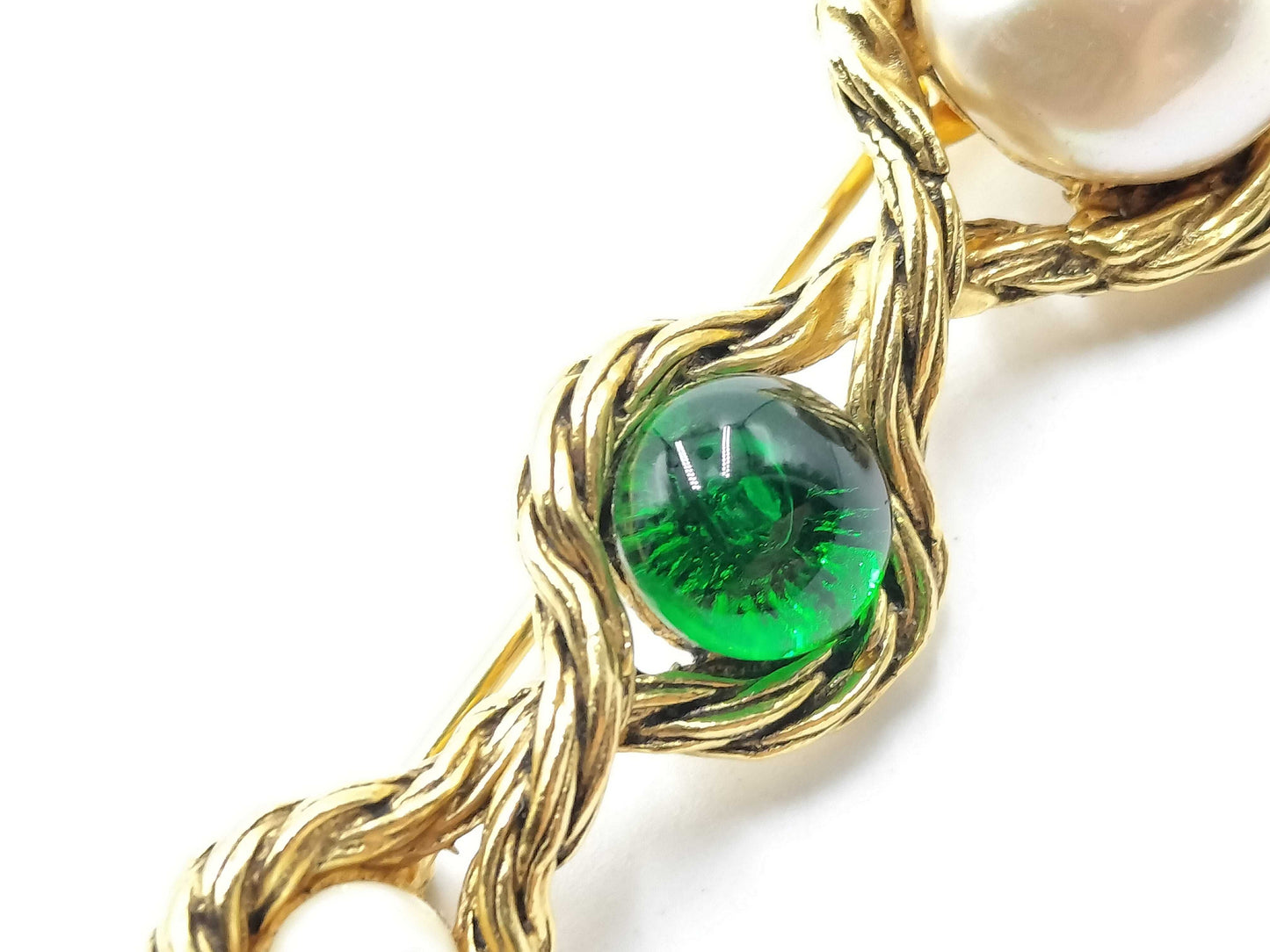 CHANEL No Comment Pearl Color Stone Brooch Brooch