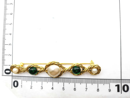 CHANEL No Comment Pearl Color Stone Brooch Brooch