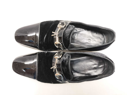GUCCI Velour x Enamel Horsebit Loafers