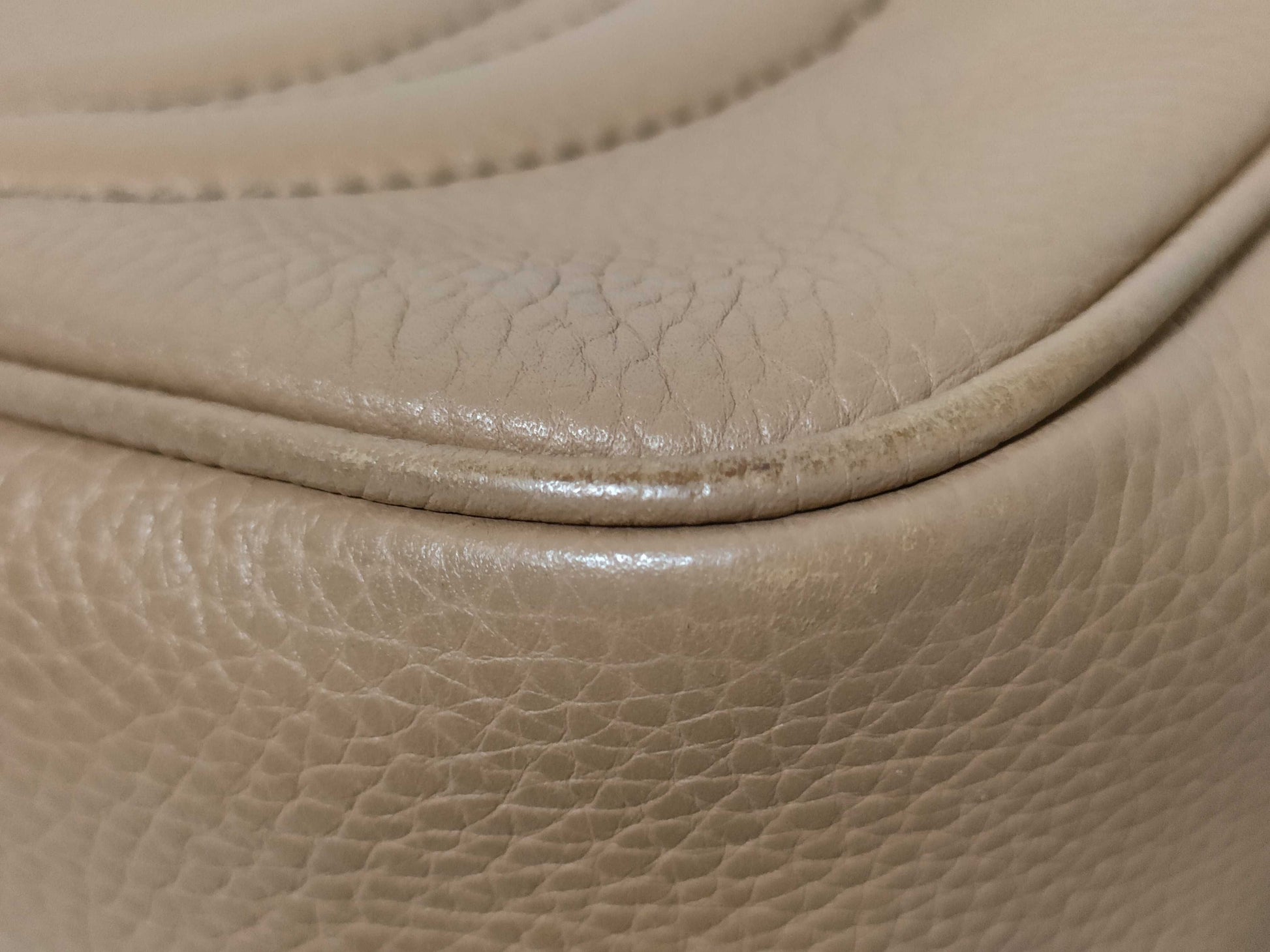GUCCI Soho Beige Leather Shoulder Bag