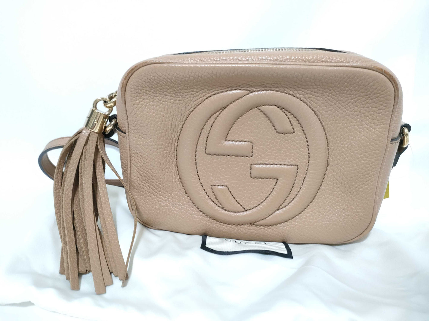 GUCCI Soho Beige Leather Shoulder Bag
