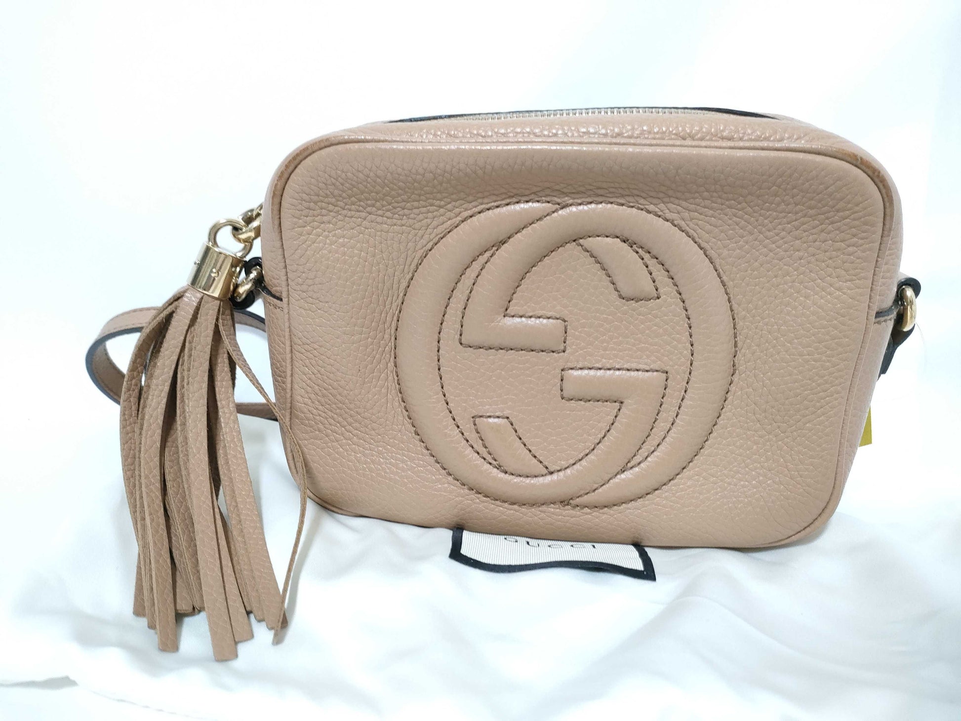GUCCI Soho Beige Leather Shoulder Bag