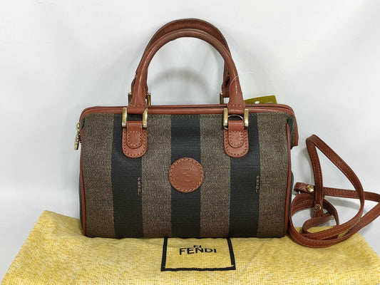 FENDI Pecan Print Mini Boston ST Boston Bag