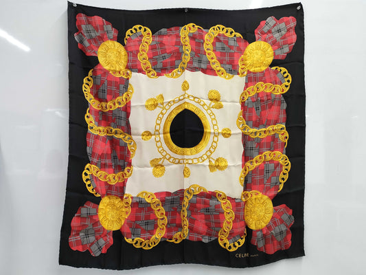 CELINE Red x Black Scarf