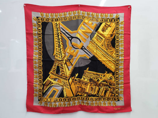 CELINE Red x Black Scarf