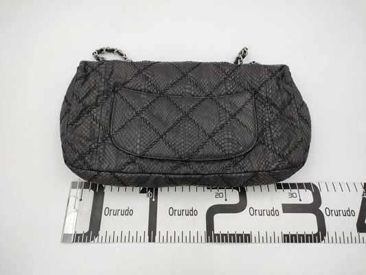 CHANEL Python Double Chain Bag, No. 15, Black, Warranty Included, Shoulder Bag