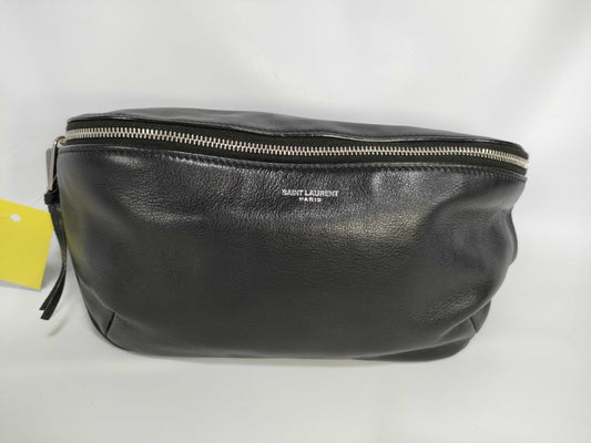 SAINT LAURENT Saint Laurent Paris Leather Body Bag Black Waist Bag