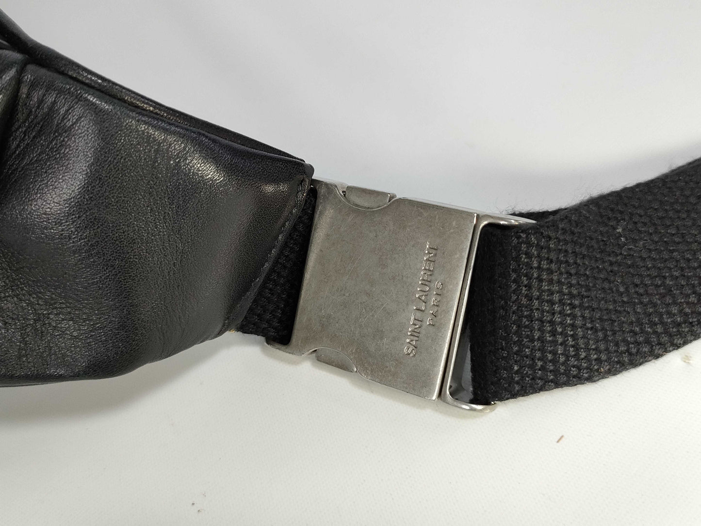 SAINT LAURENT Saint Laurent Paris Leather Body Bag Black Waist Bag