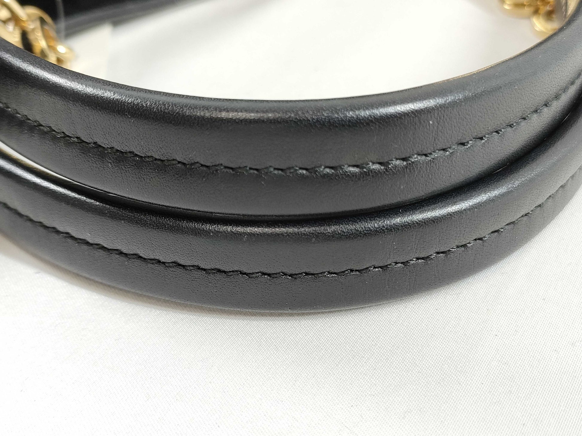 Salvatore Ferragamo Gancini Leather Black Chain Handbag
