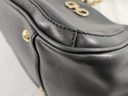 Salvatore Ferragamo Gancini Leather Black Chain Handbag