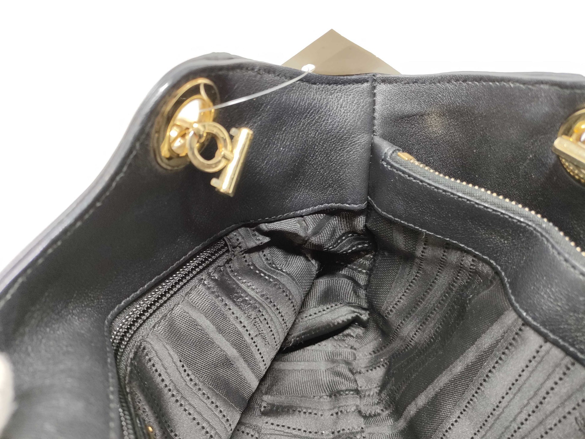Salvatore Ferragamo Gancini Leather Black Chain Handbag