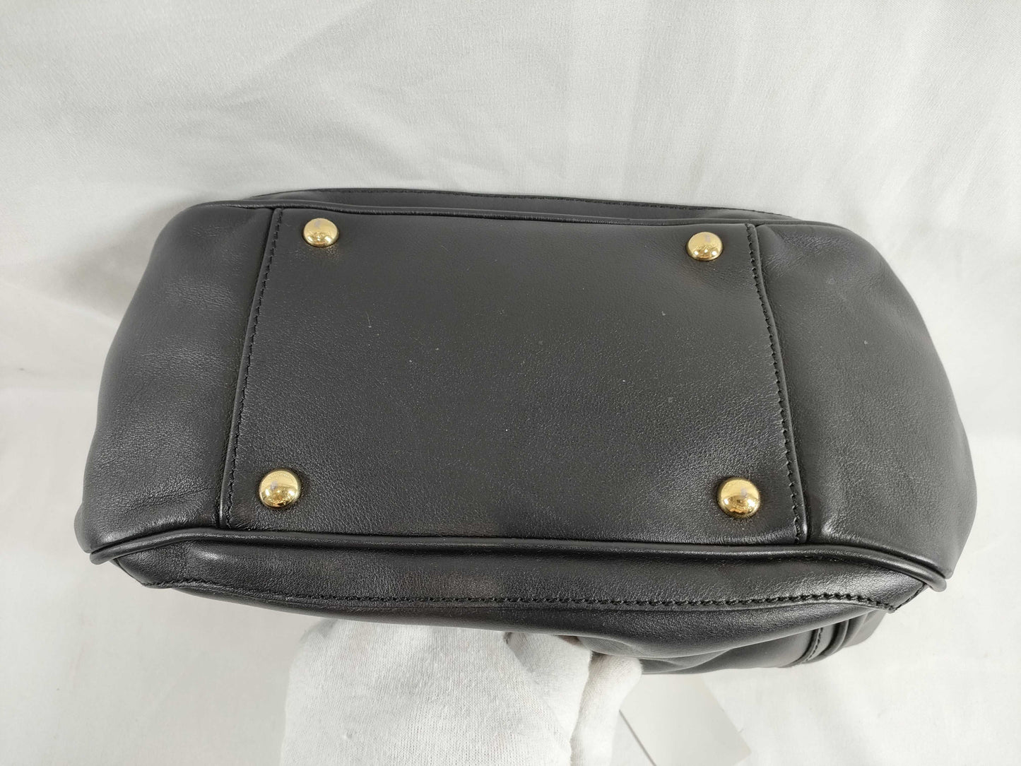 Salvatore Ferragamo Gancini Leather Black Chain Handbag