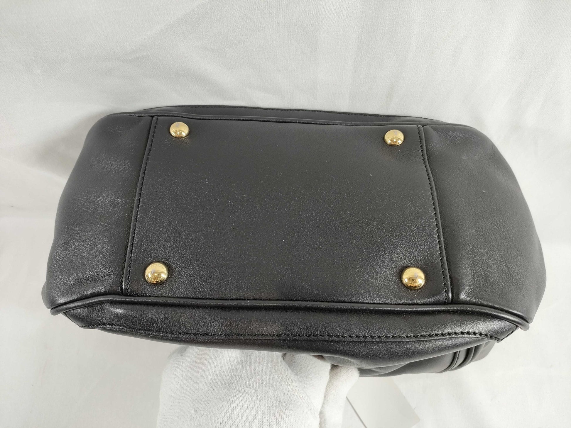 Salvatore Ferragamo Gancini Leather Black Chain Handbag