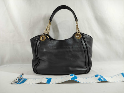 Salvatore Ferragamo Gancini Leather Black Chain Handbag