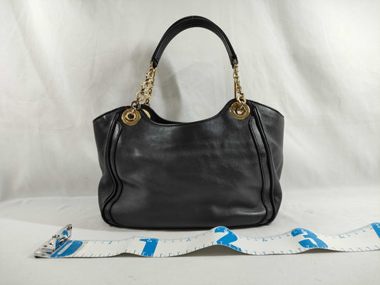 Salvatore Ferragamo Gancini Leather Black Chain Handbag
