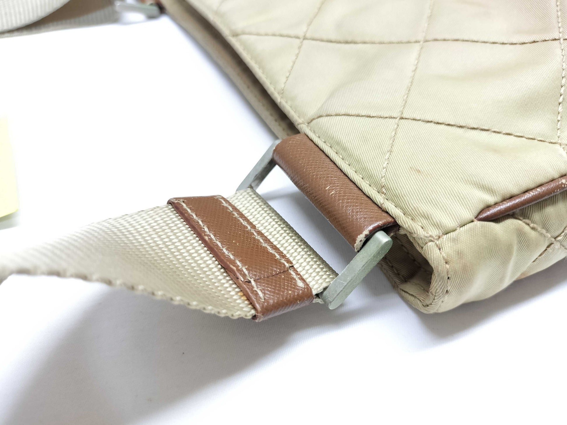 PRADA Quilted Nylon Shoulder Bag, Beige