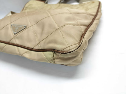 PRADA Quilted Nylon Shoulder Bag, Beige
