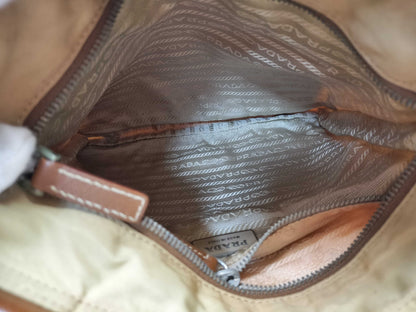 PRADA Quilted Nylon Shoulder Bag, Beige