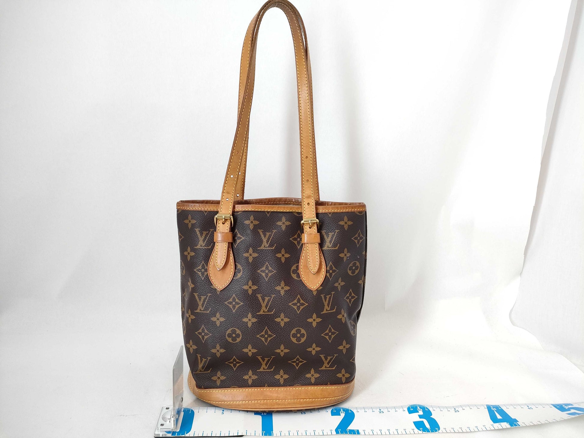 LOUIS VUITTON RFID Unverified AR1908 Monogram Bucket PM Shoulder Bag with Pouch