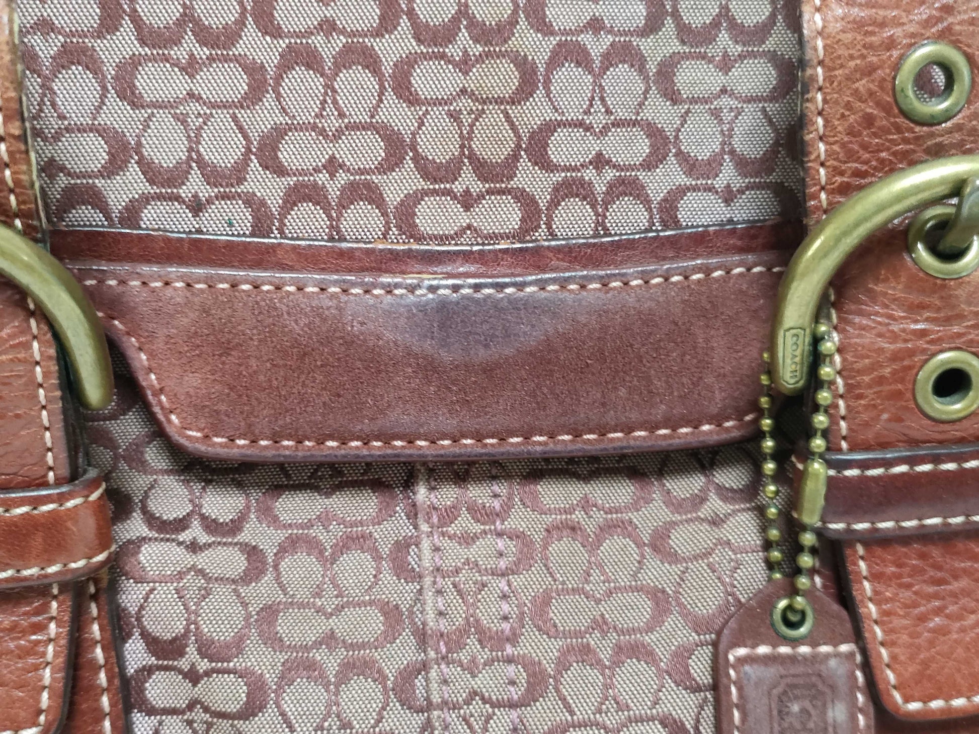 COACH F19708/7080 Mini Signature Leather Tote 