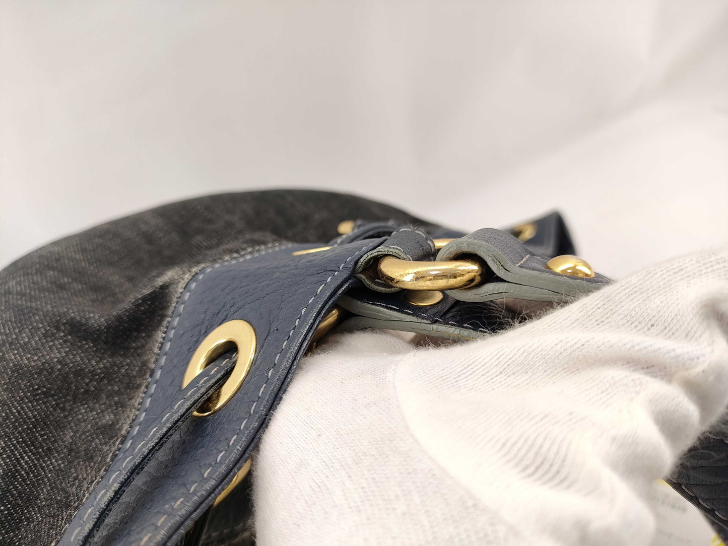 BURBERRY Blue Label Denim Nova Check Handbag