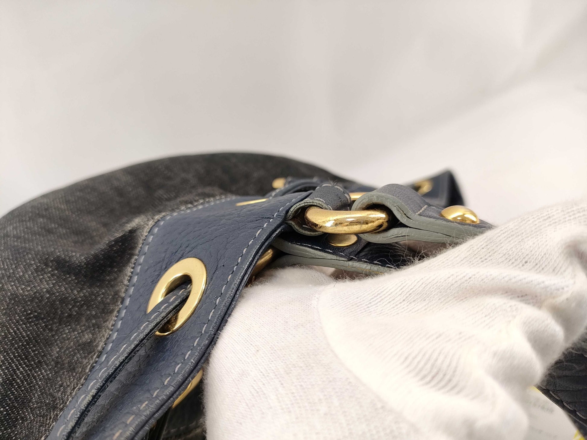 BURBERRY Blue Label Denim Nova Check Handbag