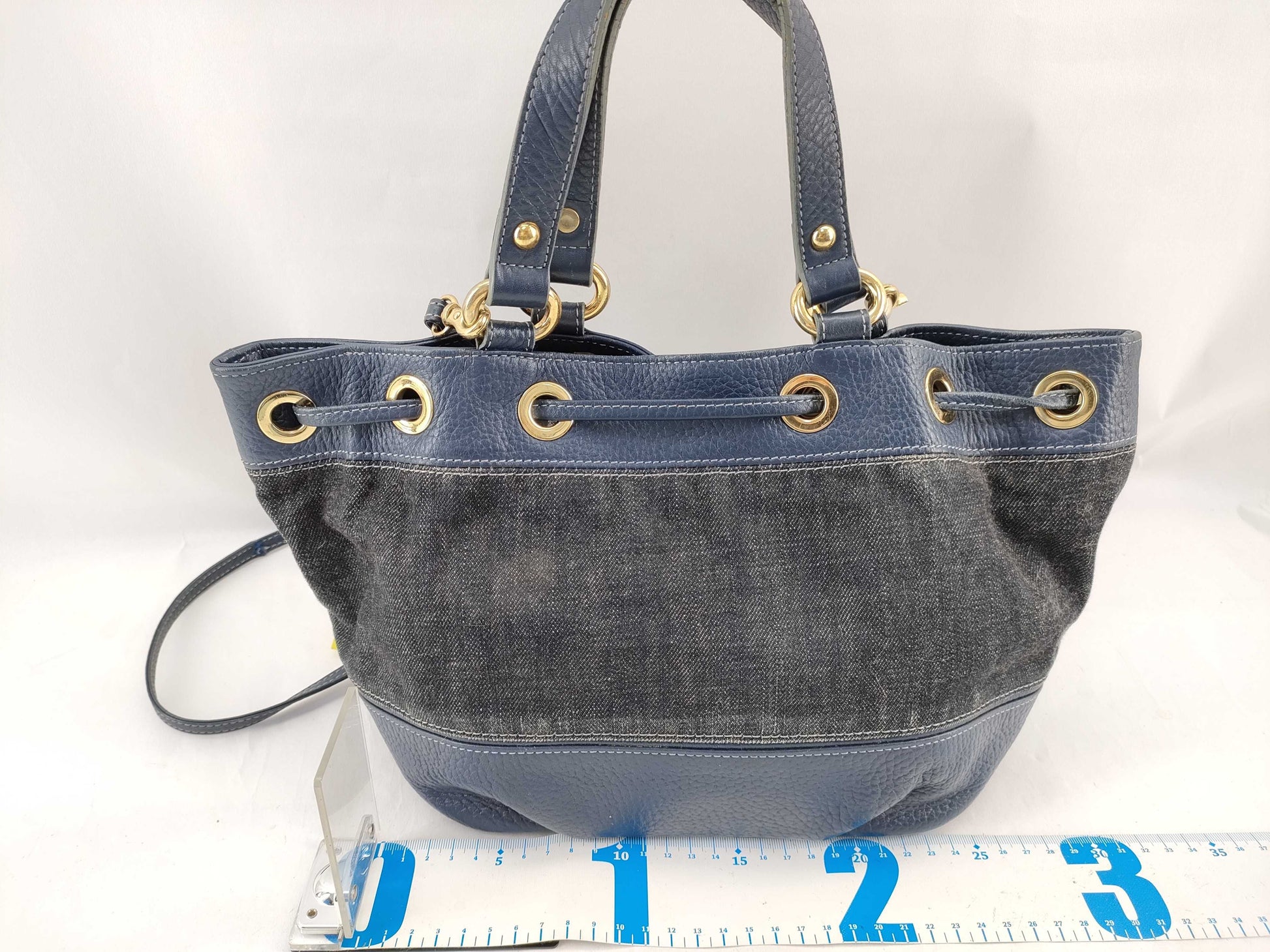 BURBERRY Blue Label Denim Nova Check Handbag