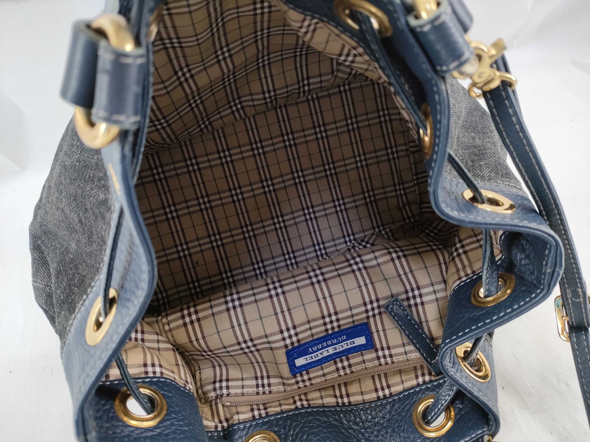BURBERRY Blue Label Denim Nova Check Handbag
