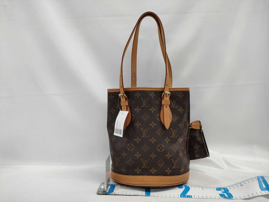 LOUIS VUITTON Monogram M42238 Petit Bucket Handbag with Pouch