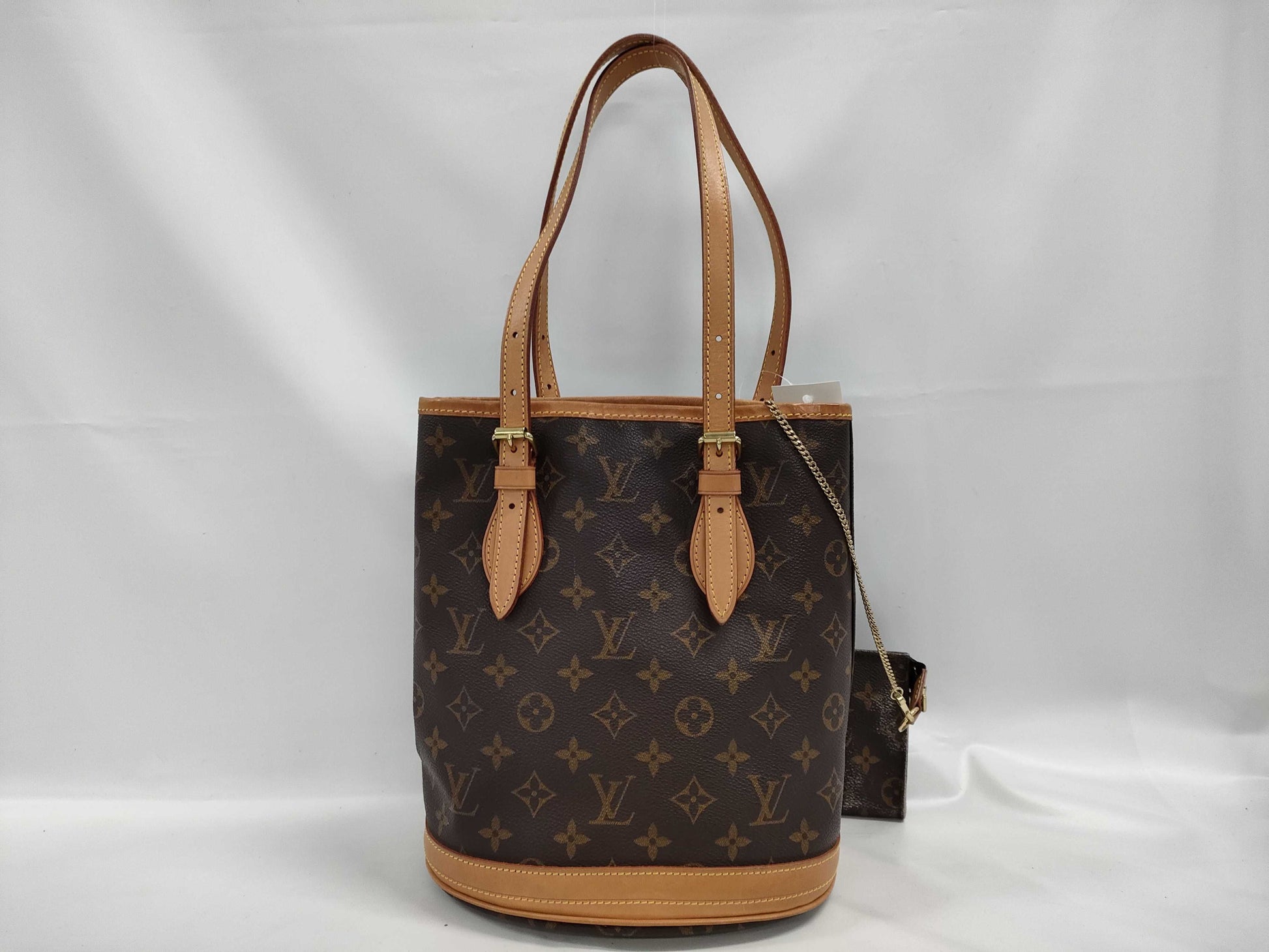 LOUIS VUITTON Monogram M42238 Petit Bucket Handbag with Pouch