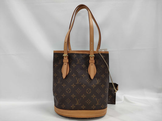 LOUIS VUITTON Monogram M42238 Petit Bucket Handbag with Pouch