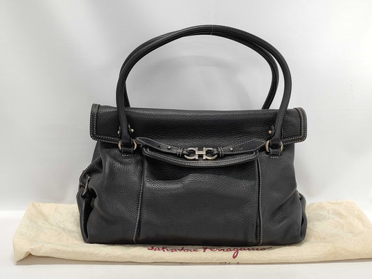 Salvatore Ferragamo Gancini Leather Hand Boston Bag