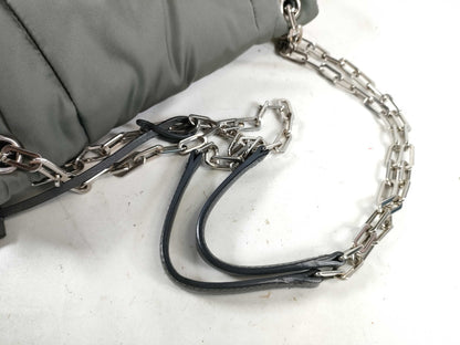 PRADA Nylon Bomber Chain Shoulder Bag with Silver Hardware