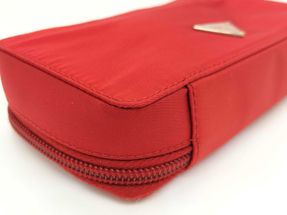 PRADA nylon zipper pouch, red