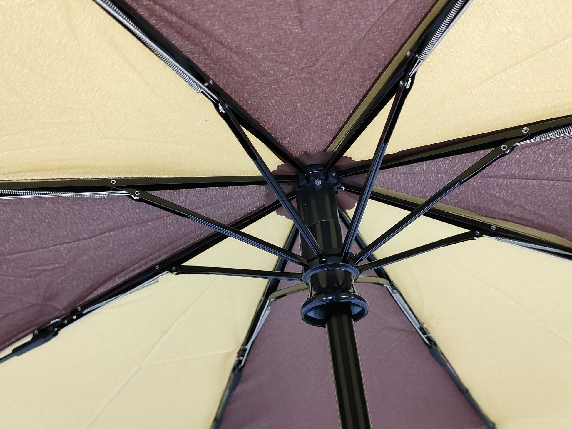 MaxMara One-Touch Folding Umbrella with Logo, Brown/Beige, Umbrella 