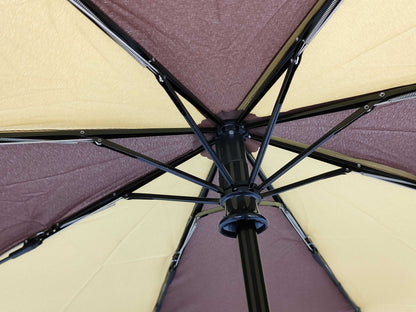 MaxMara One-Touch Folding Umbrella with Logo, Brown/Beige, Umbrella 