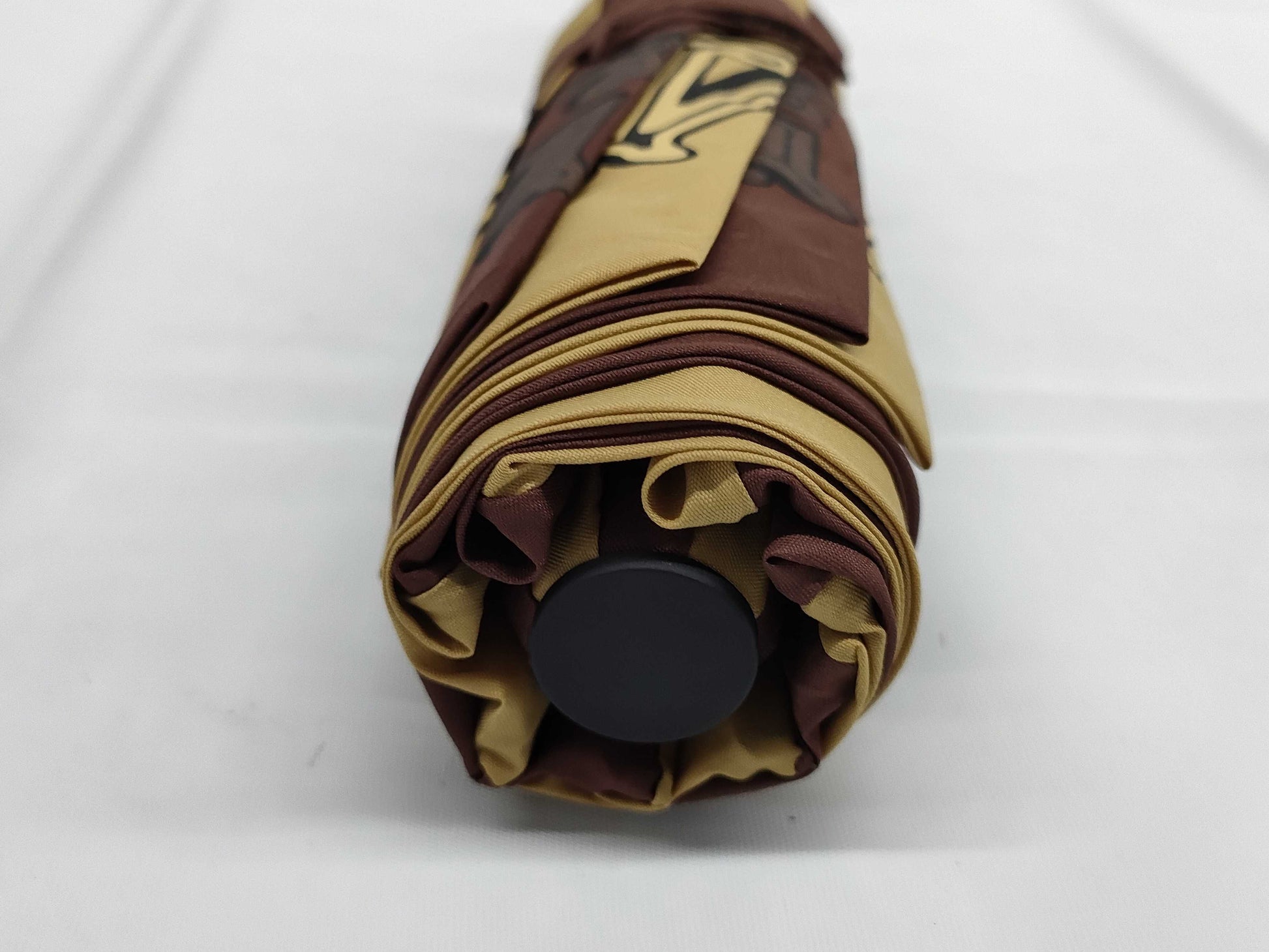 MaxMara One-Touch Folding Umbrella with Logo, Brown/Beige, Umbrella 
