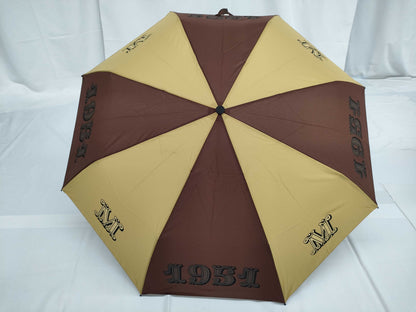MaxMara One-Touch Folding Umbrella with Logo, Brown/Beige, Umbrella 