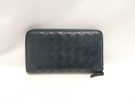BOTTEGA VENETA Intrecciato Round Zip Long Wallet, Black