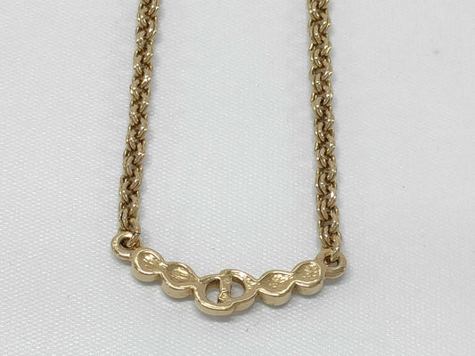 Dior Christian Dior CD logo rhinestone gold necklace