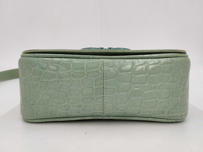 Salvatore Ferragamo Gancini Embossed/Green Shoulder Bag