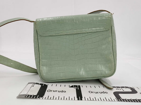 Salvatore Ferragamo Gancini Embossed/Green Shoulder Bag