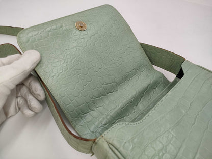 Salvatore Ferragamo Gancini Embossed/Green Shoulder Bag