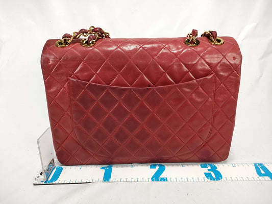 CHANEL Matelasse 33 Lambskin Shoulder Bag with Chain, Red, with Seal Card, No. 2