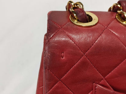 CHANEL Matelasse 33 Lambskin Shoulder Bag with Chain, Red, with Seal Card, No. 2